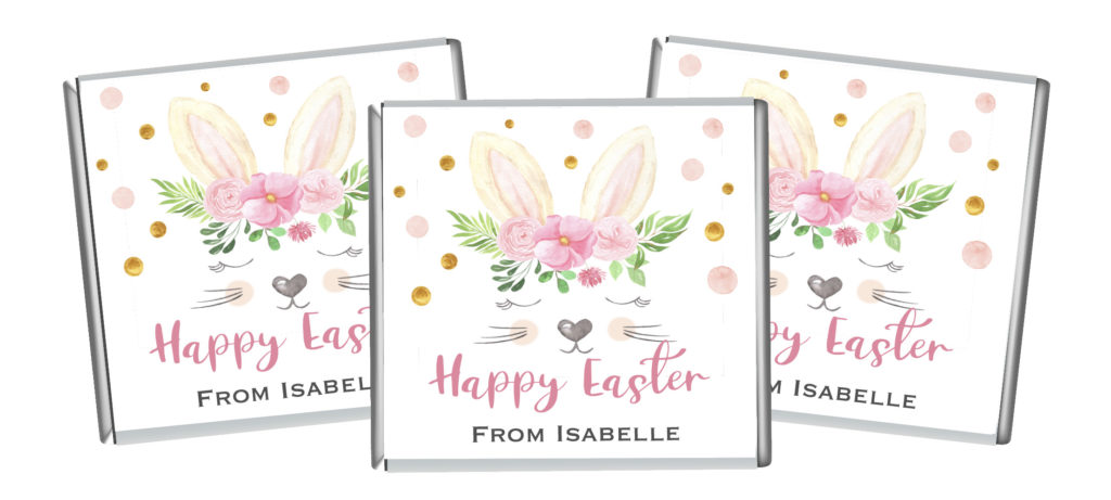floral easter bunny personalised chocolates