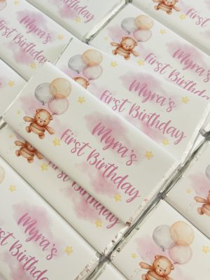 personalised chocolates,favours,hot air balloon birthday,chocolate favours,bomboniere,first birthday favours,party favours,TEDDY FAVOURS,teddy bomboniere