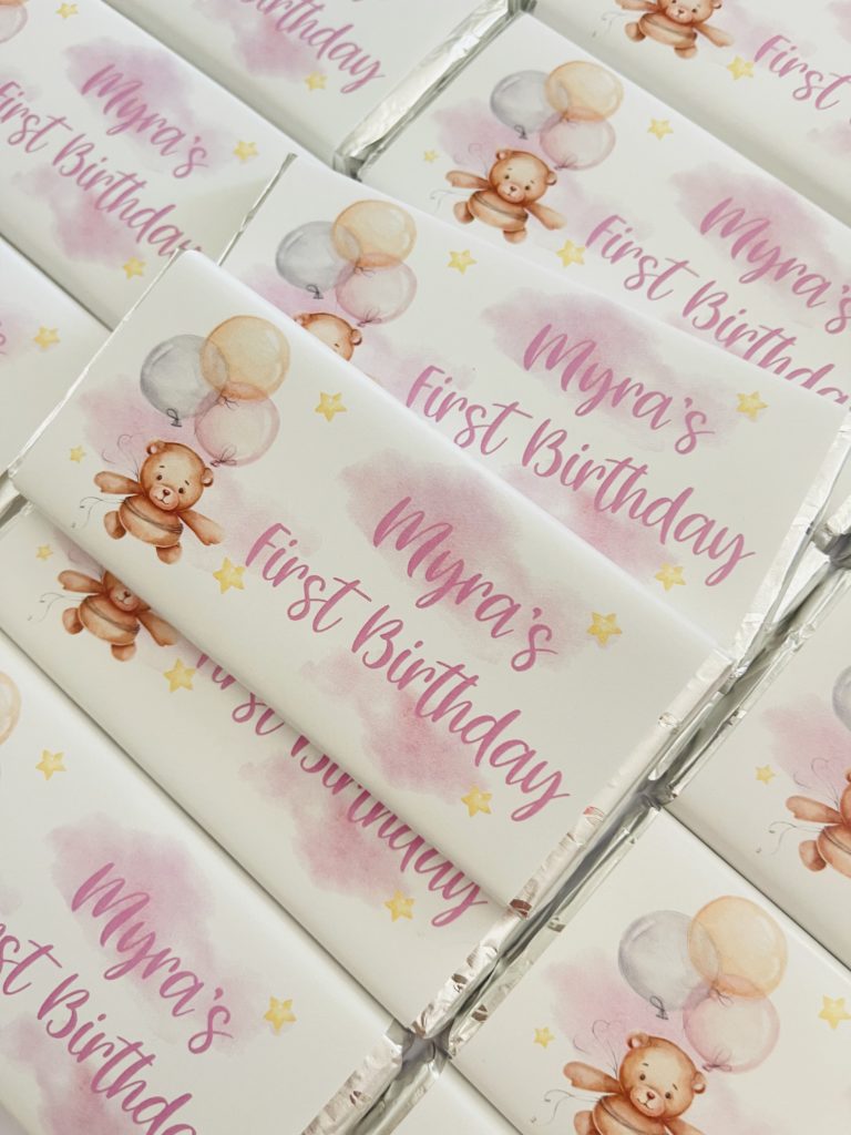 personalised chocolates,favours,hot air balloon birthday,chocolate favours,bomboniere,first birthday favours,party favours,TEDDY FAVOURS,teddy bomboniere