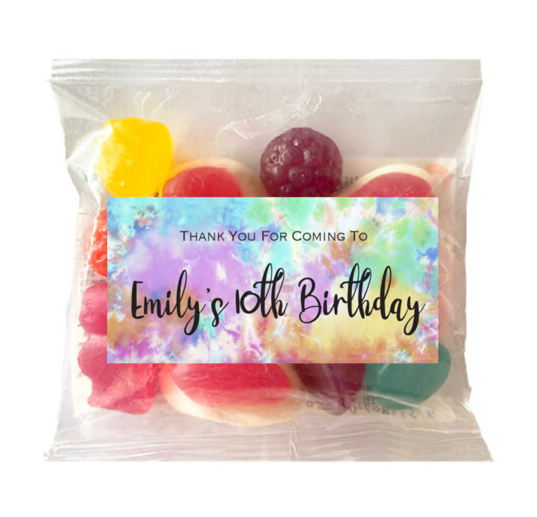 Personalised Party Lolly Bags - Tie Dye