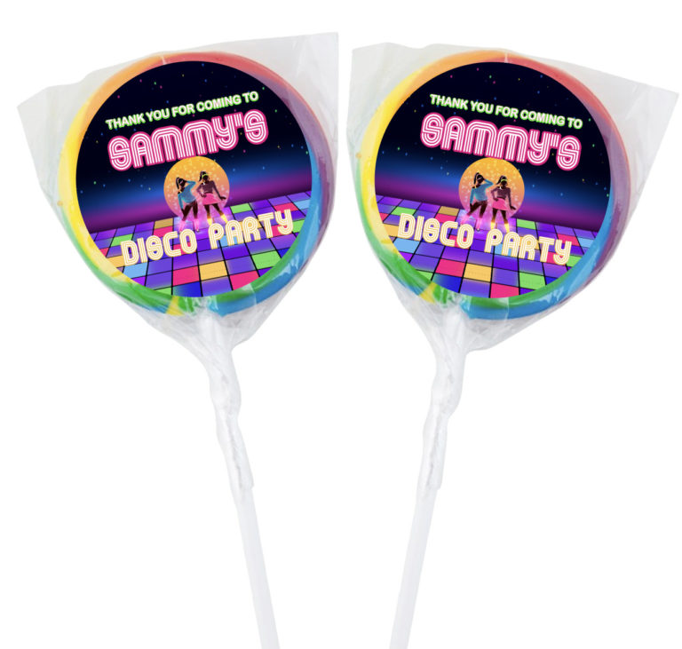 Disco Party Neon Themed Personalised Lollipops