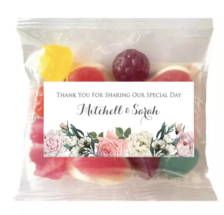 Florals On White Personalised Lolly Bags