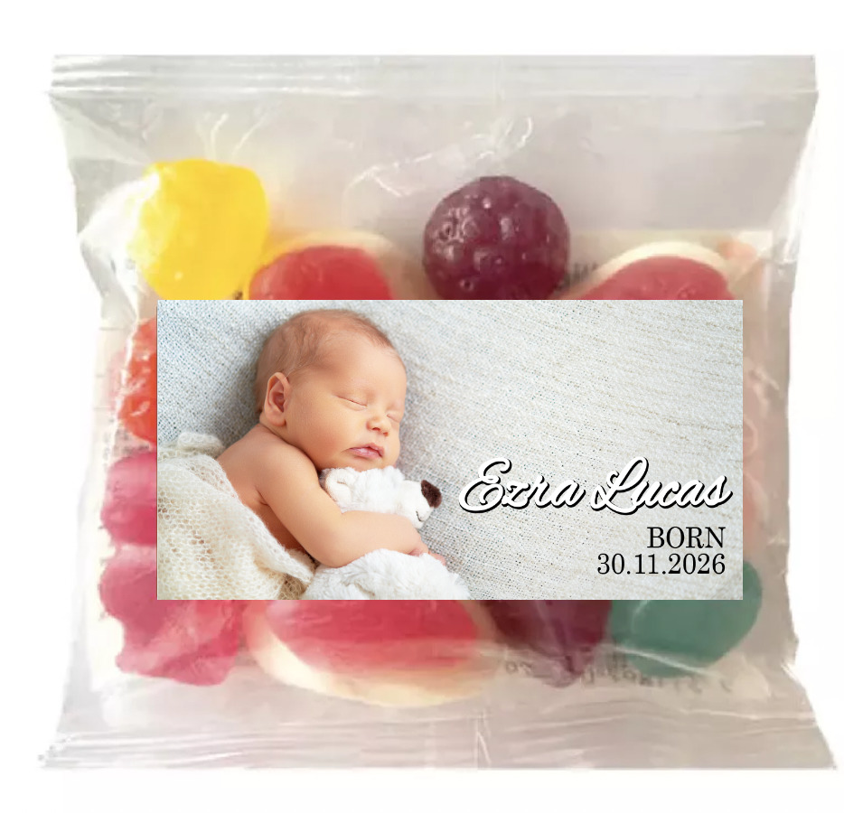 upload your own photo baby party lolly bags