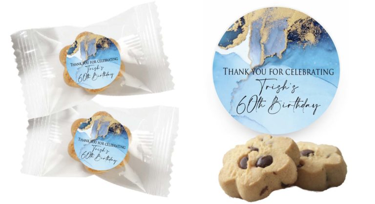 Blue & Gold Marble Personalised Mini Cookies