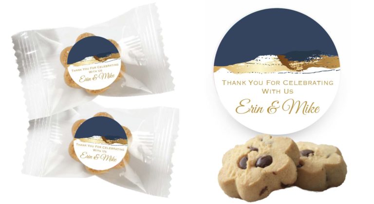 Navy & Gold Abstract Personalised Mini Cookies