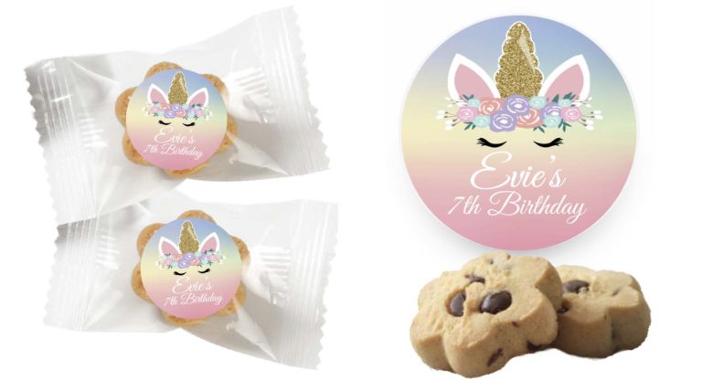 Floral Unicorn Personalised Mini Cookies