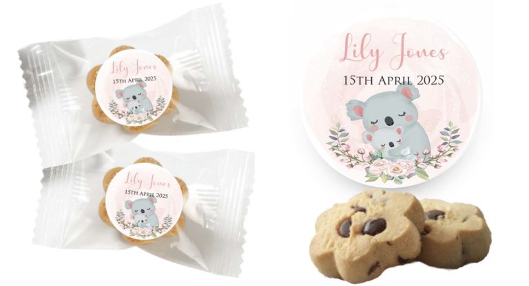 Pink Baby Koala Personalised Mini Cookies