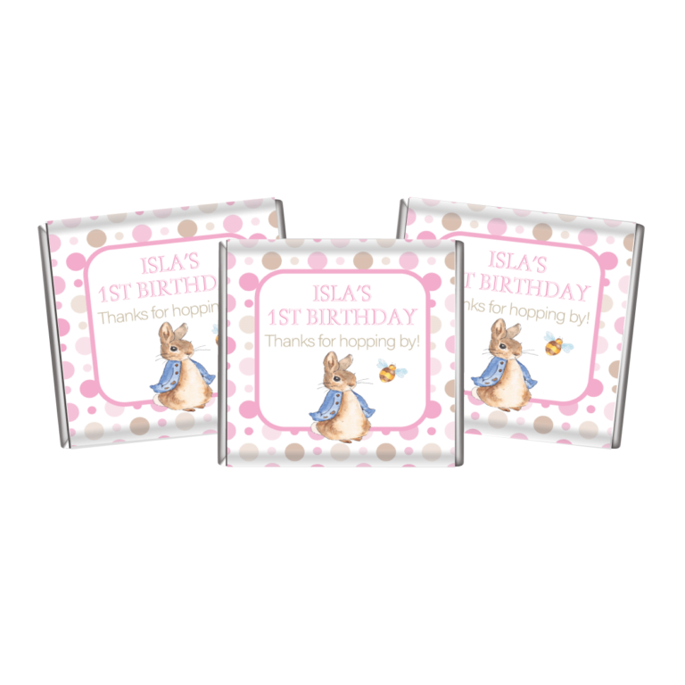 Pink Peter Rabbit Petite Personalised Chocolate Favours