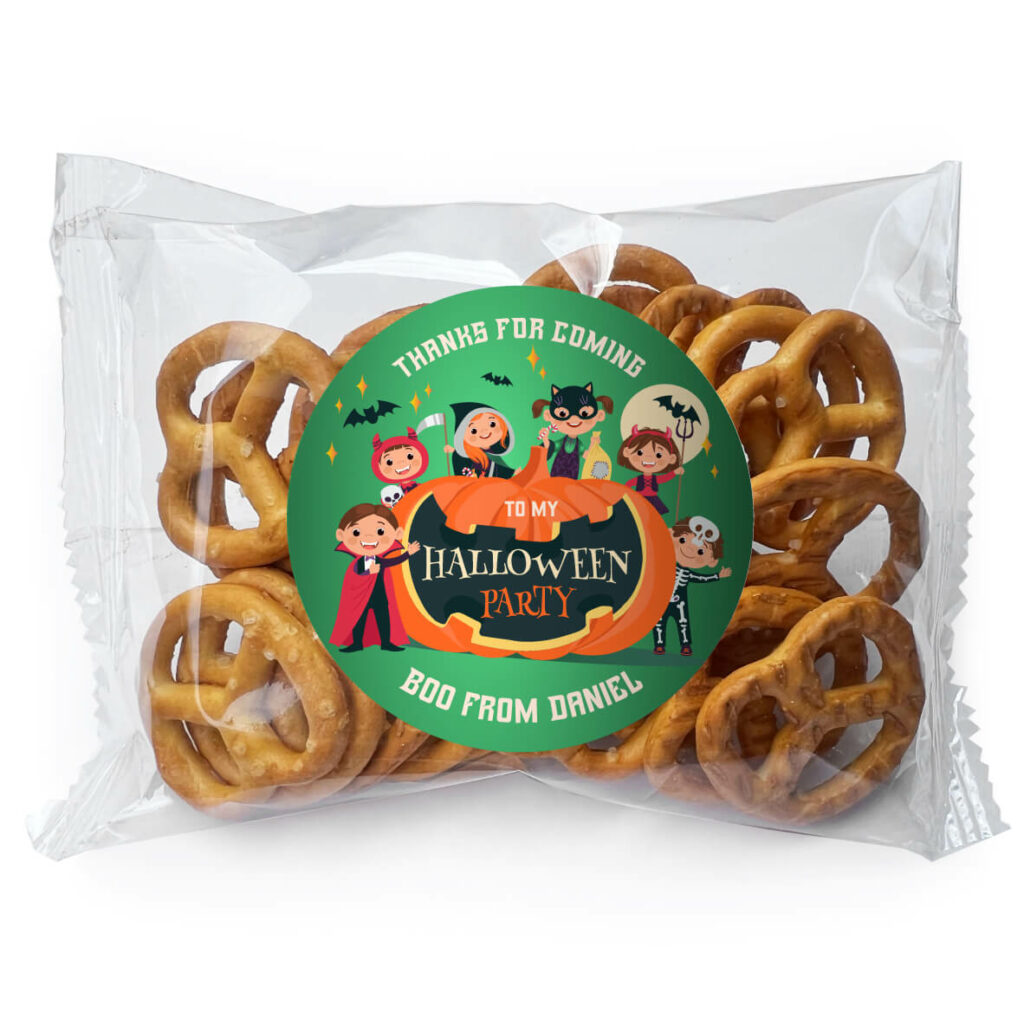 favour perfect favor brezel with custom label green halloween