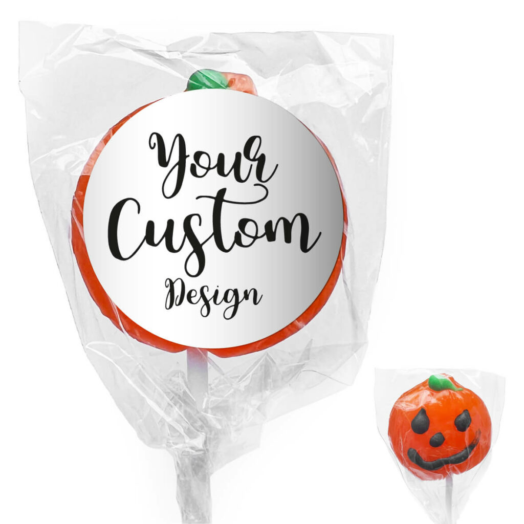 favour perfect favor lolly with custom label pumkin black