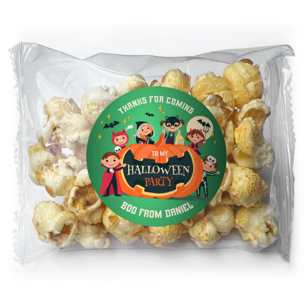 favour perfect favor popcorn with custom label green