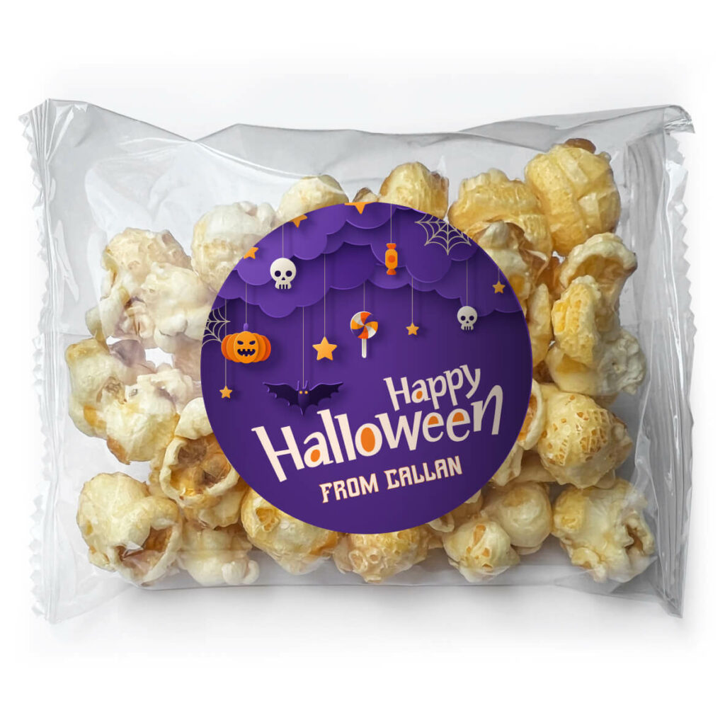 favour perfect favor popcorn with custom label happy halloween