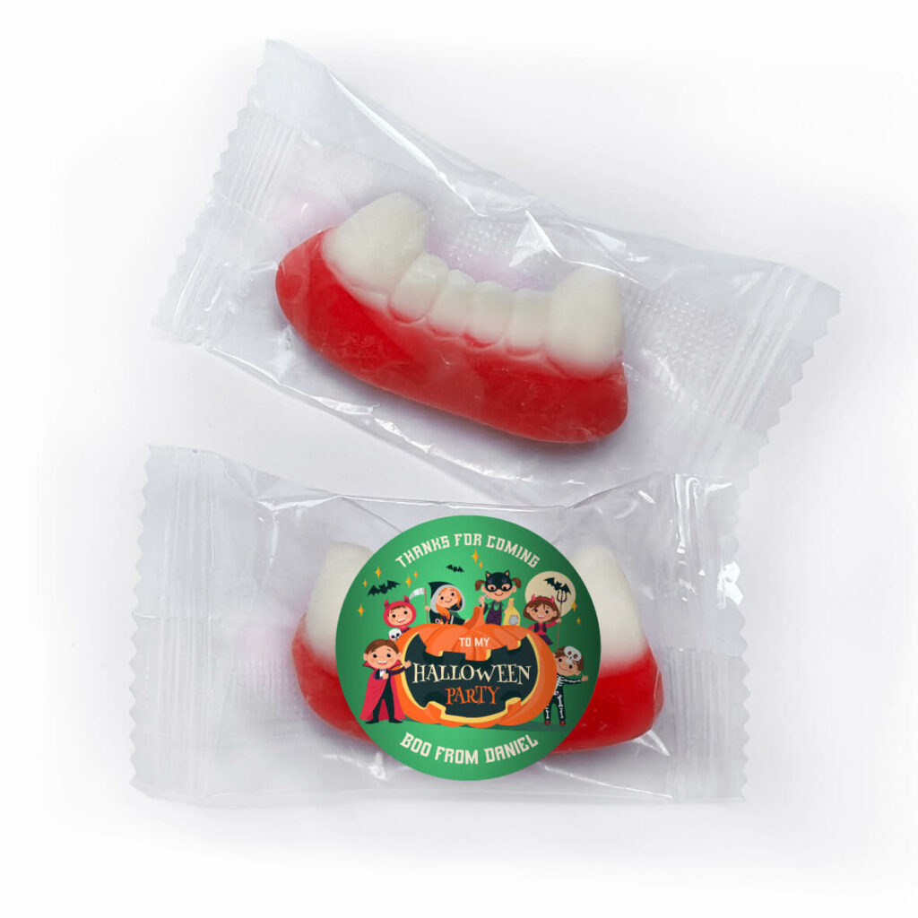 favour perfect favor teeth with custom label green halloween