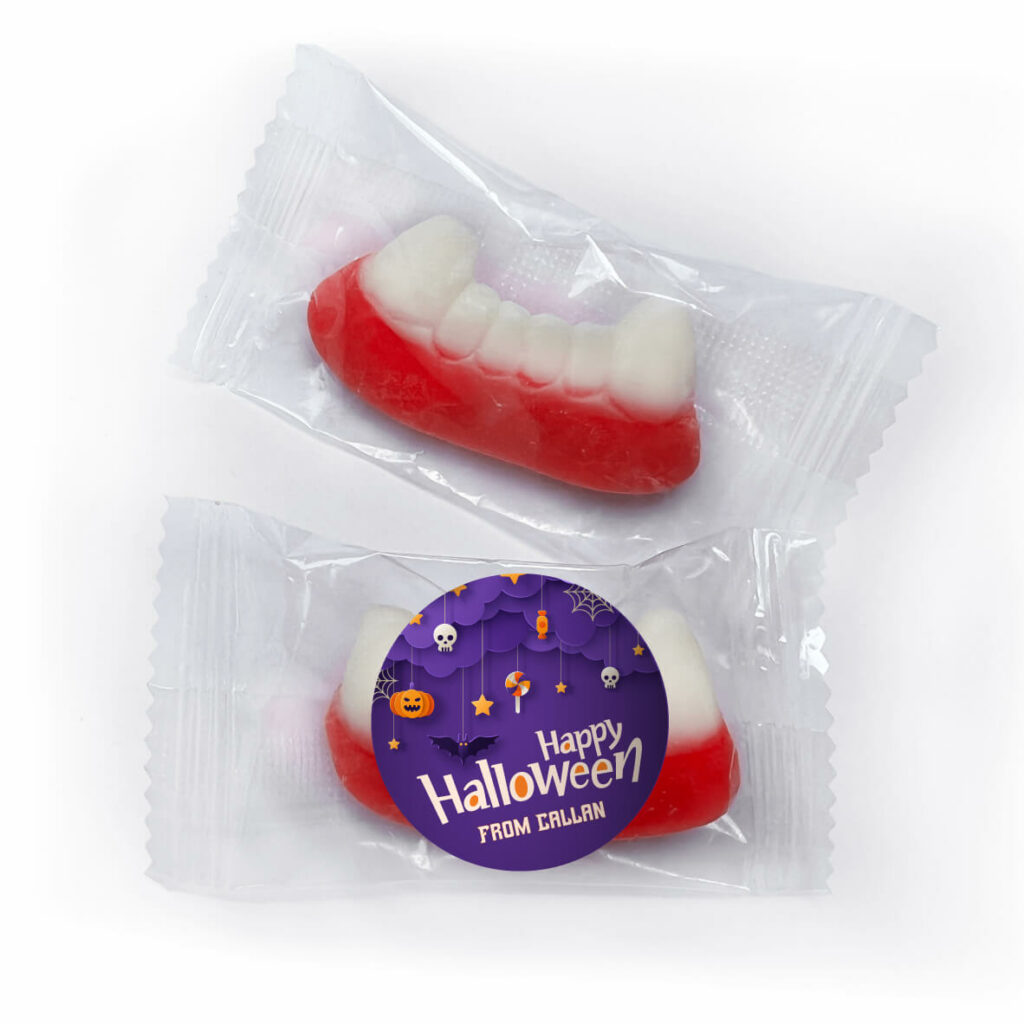 favour perfect favor teeth with custom label happy halloween