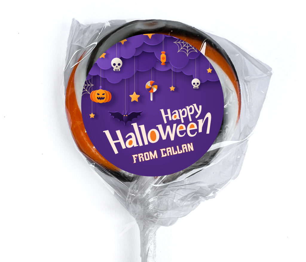 happy halloween personalised lollipops