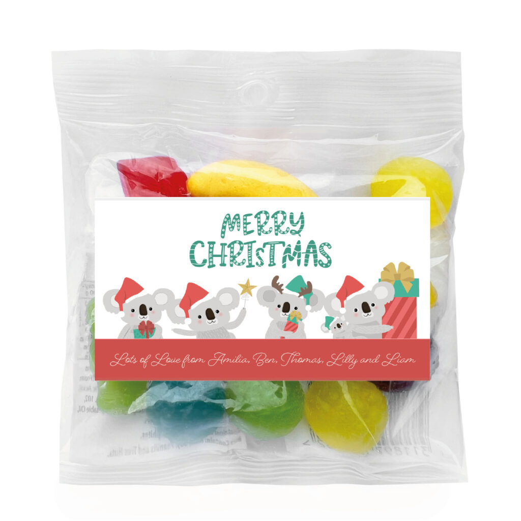 christmas koalas personalised lolly bags