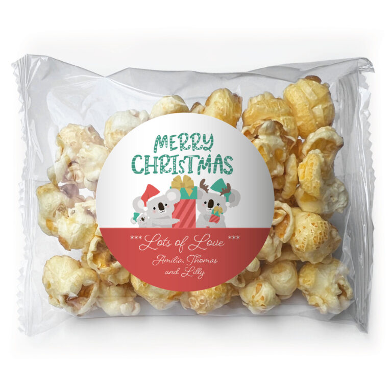 Christmas Koalas Personalised Caramel Popcorn Bags