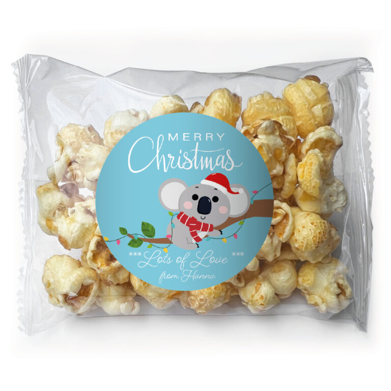 Christmas Koala Cutie Personalised Caramel Popcorn Bags