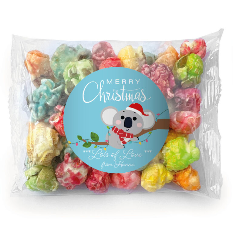 Christmas Koala Cutie Personalised Rainbow Popcorn Bags