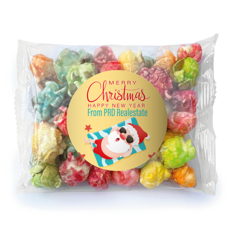 Sunbaking Santa Personalised Rainbow Popcorn Bags