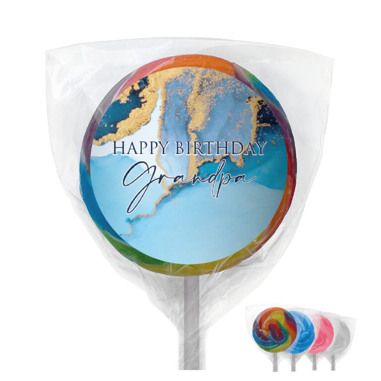 Luxury Blue & Gold Marble Personalised Lollipops