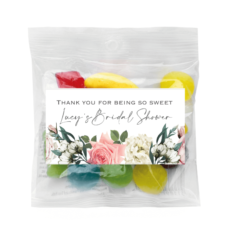 Florals On White Personalised Lolly Bag Favours