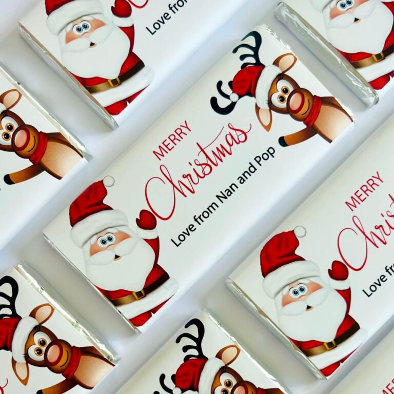 Waving Santa & Reindeer Personalised Chocolate Bars