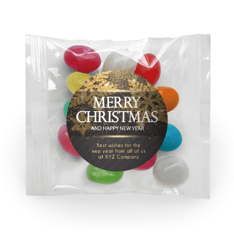 Black & Gold Christmas Snowflakes Mini Jelly Bean Bags
