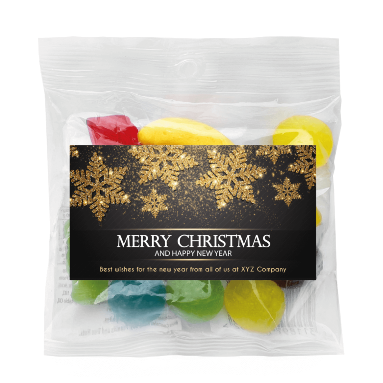 Black & Gold Christmas Snowflakes Personalised Lolly Bags