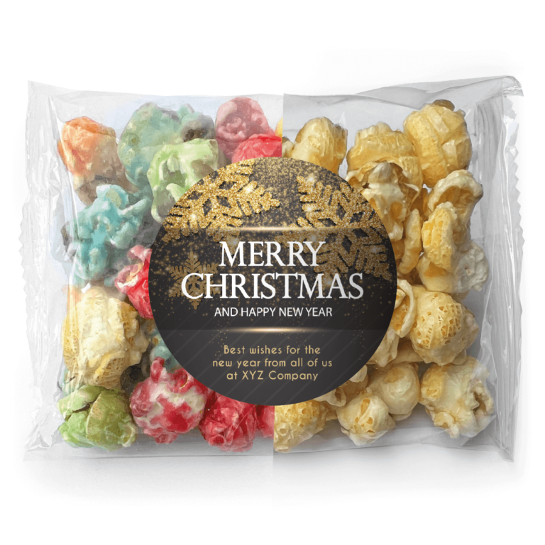 Black & Gold Christmas Snowflakes Personalised Popcorn Bags