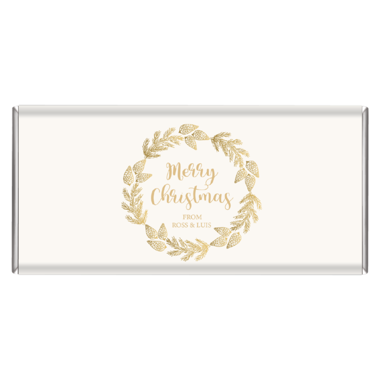 Gold Christmas Wreath Personalised Chocolate Bars