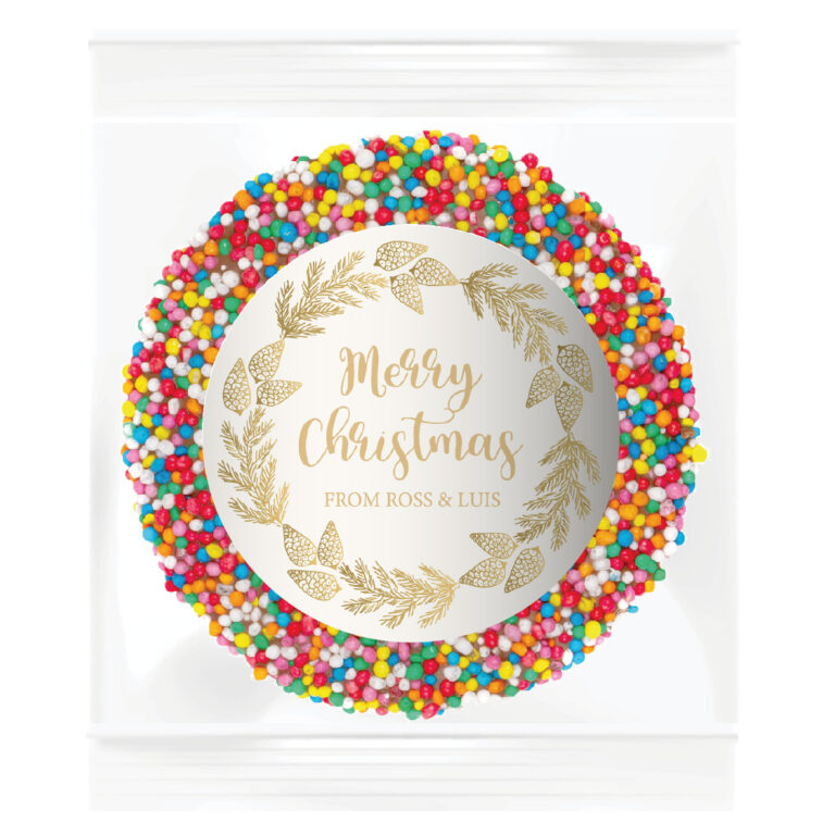 Gold Christmas Wreath Personalised Giant Chocolate Speckles