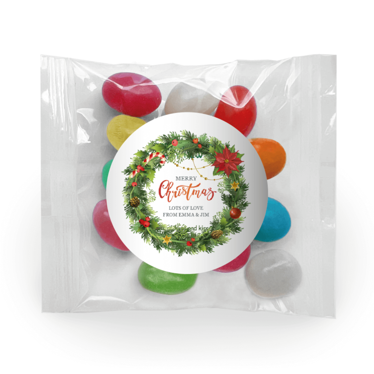 Christmas Wreath Personalised Mini Jelly Bean Bags