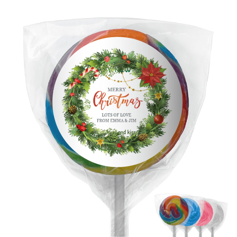 Christmas Wreath Personalised Lollipops