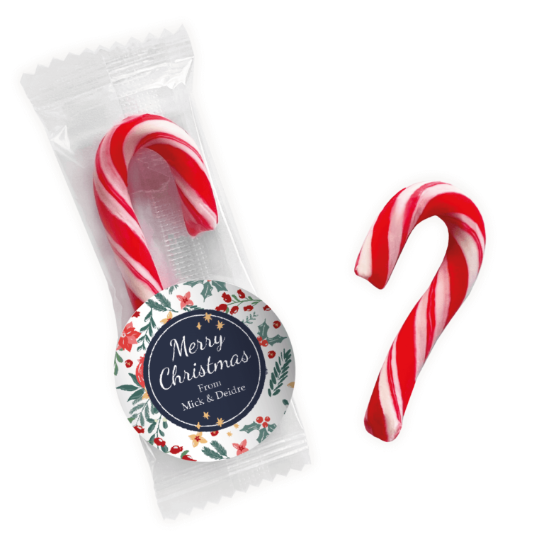 Christmas Florals Personalised Mini Candy Canes