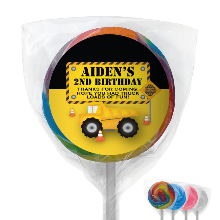 Construction Party Personalised Lollipops