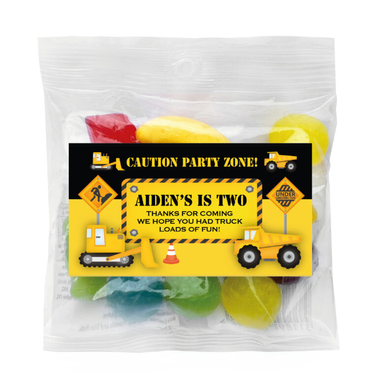Construction Party Personalised Lolly Bags