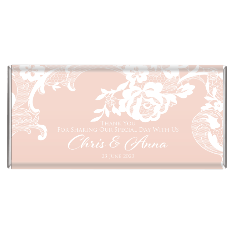Pink & White Lace Personalised Chocolate Bars