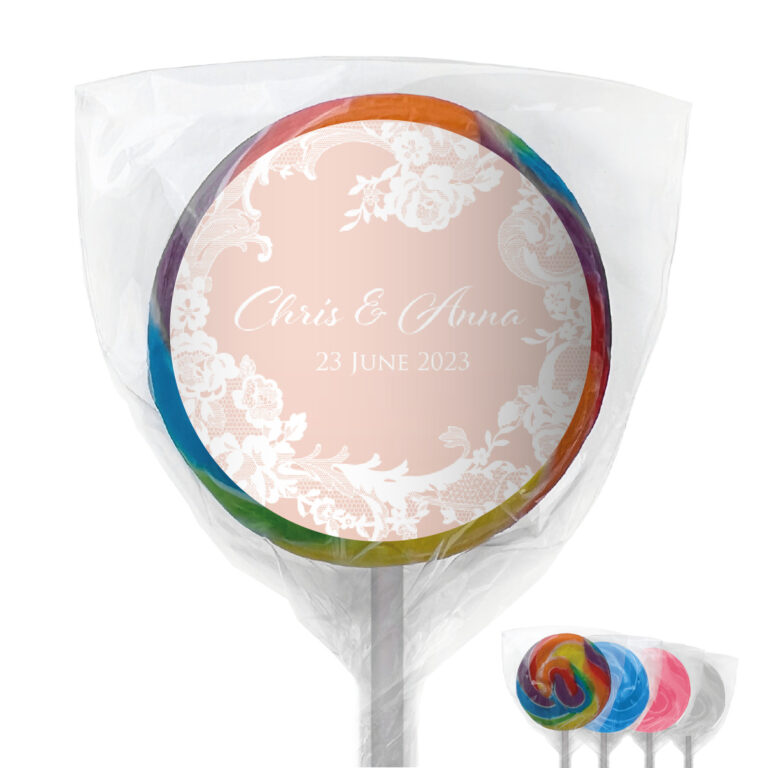 Pink & White Lace Personalised Lollipops