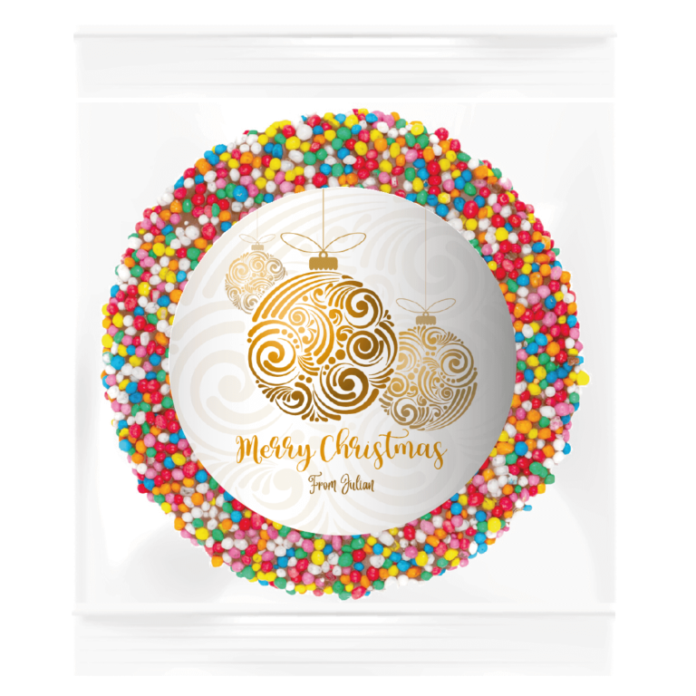 White & Gold Christmas Baubles Personalised Giant Speckles