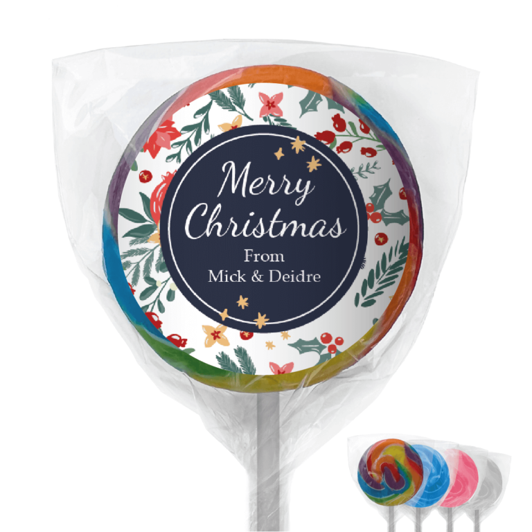 Christmas Florals Personalised Lollipops