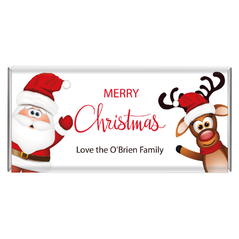 Waving Santa & Reindeer  Personalised Chocolate Bars