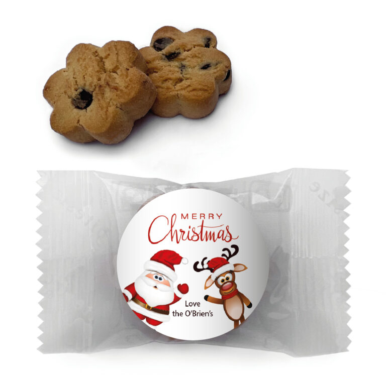 Waving Santa & Reindeer Personalised Mini Cookies