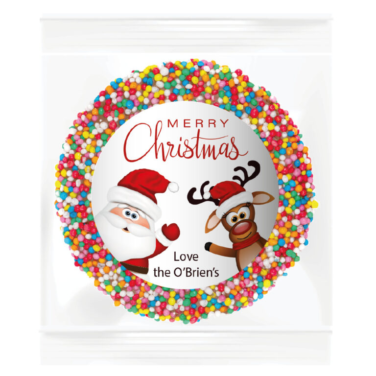 Waving Santa & Reindeer Personalised Giant Chocolate Speckles