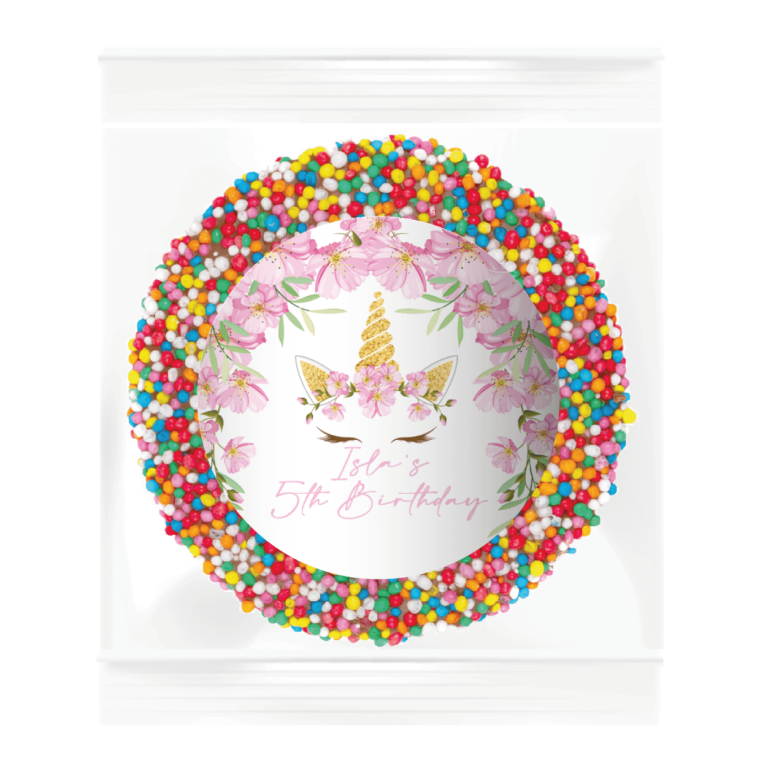 Pink Floral Unicorn Personalised Giant Chocolate Speckles