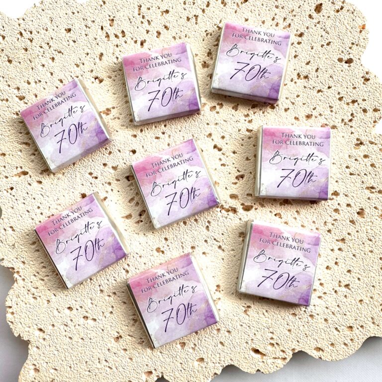 Purple Pink & Gold Marble Petite Personalised Chocolates