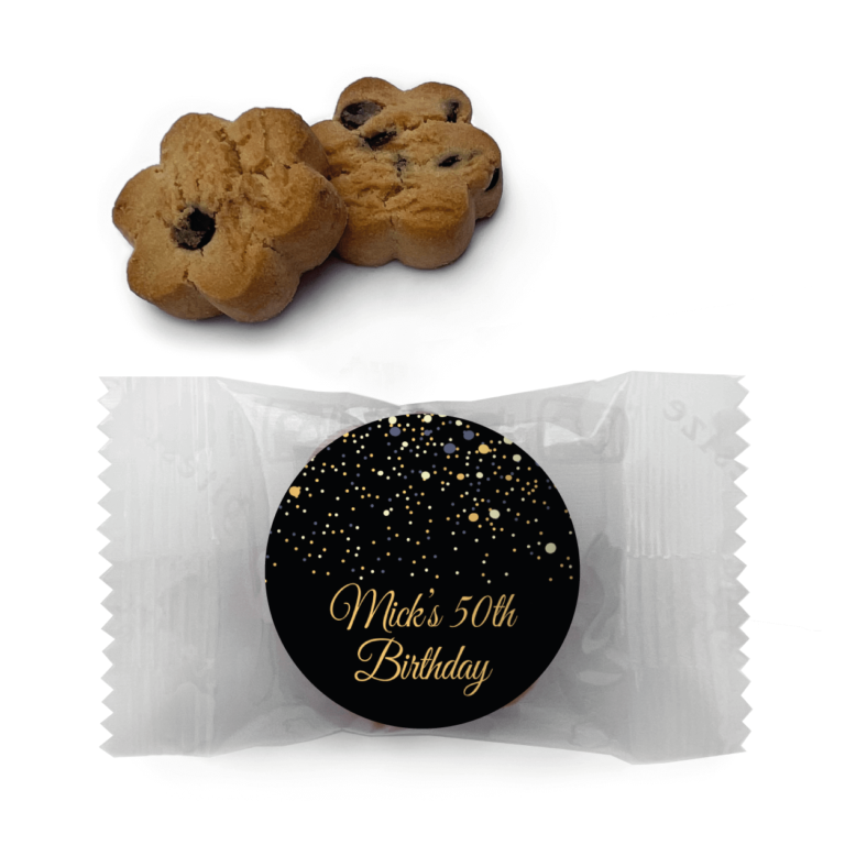 Black & Gold Confetti Personalised Mini Cookies