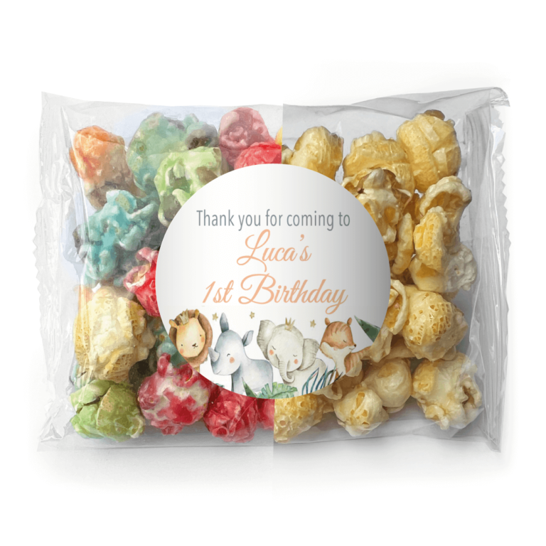 Watercolour Baby Animals Personalised Popcorn Bags