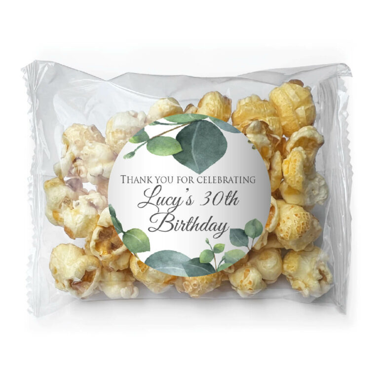 Eucalyptus Watercolour Personalised Popcorn Bags