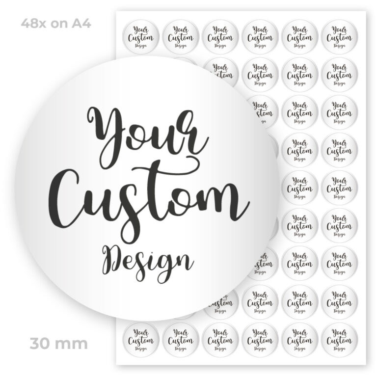 Custom Designed Personalised 30mm Round Labels (Set of 48)